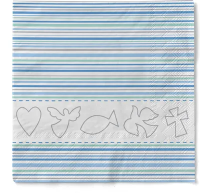 Produktbild von Sovie HOME Serviette Kommunion/Konfirmation in Weiß-Blau aus Tissue 33 x 33 cm, 20 Stück