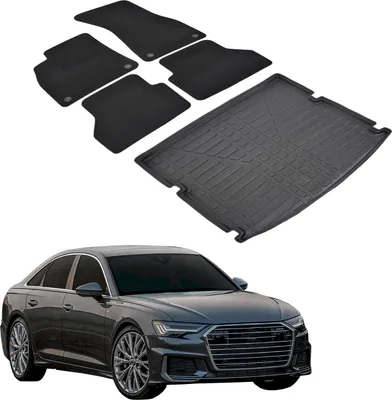 Produktbild von Kofferraumwanne Fußmatten Set Für Audi A6 C8 2018-2025 4 Türer Stufenheck, Genaue Passform