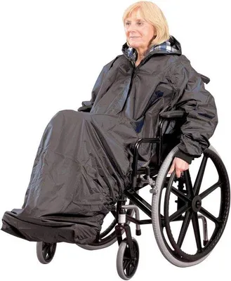 Produktbild von Famanu Poncho für Rollstuhlfahrer - warm gefüttert, wasserdicht, winddicht