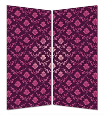 Produktbild von Wallario selbstklebende Duschrückwand 180 x 200 cm mit Motiv Blumenmuster Damast in pink lila - Wandverkleidung mit Hochglanzlaminat in Glasoptik