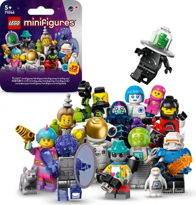 Produktbild von LEGO Sammel-Minifiguren Weltraum Serie 26, 1 von 12 zufällig ausgewählt, für Jungen und Mädchen ab 5 Jahren, mit Astronaut und Roboter, 9 Teile, für Rollenspiele im Weltall, inkl. Infoheftchen für Sammler, Partytütenfüller, Geschenkidee, 71046