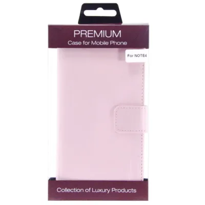 Produktbild von Book Case Handyhülle für Galaxy Note 4 Pink Leder Schutz 4250710555796