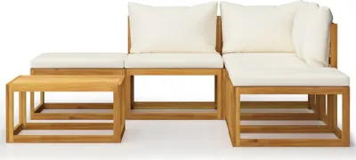 Image de vidaXL Ensemble de salon de jardin 6 pièces avec coussins en bois massif d'acacia