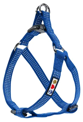 Obrázok produktu pre Postroj pre psa Pawtitas, nastaviteľný, s reflexnými prvkami, veľkosť M/L, šírka 1,9 cm, modrej farby
