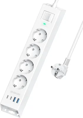 Produktbild von Mehrfachsteckdose – 4-fach für Steckdose mit USB-C – Wandmontage mit Schalter und 2 m Kabel – für die Küche