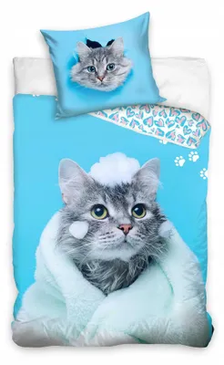 Produktbild von Carbotex Jugend Bettwäsche Katze Baumwolle 160x200