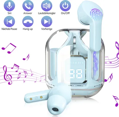Produktbild von 【2023 Neue】7Magic Bluetooth Kopfhörer, In Ear Kopfhörer Kabellos Bluetooth 5.1 Kabellose Kopfhörer mit Dual Mikrofon, LED-Anzeige,  Blau