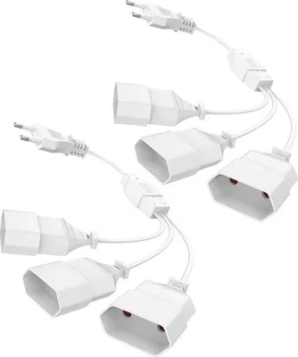 Productafbeelding van Verlengkabel met C-stekker naar Euro-aansluiting - 0,75 mm² - 2 stuks - Wit