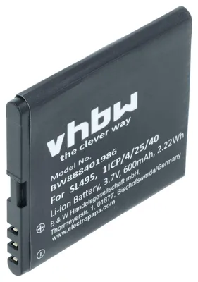 Produktbild von vhbw Akku kompatibel mit Bea-fon SL605, SL595 Plus, SL595, SL495 Handy Smartphone Senioren Telefon (600 mAh, 3,7 V, Li-Ion)