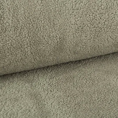 Produktbild von Plüschstoff Teddy Meterware Fleece Baumwoll Krimmer einfarbig grün