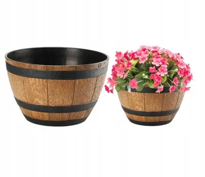 Obrázek produktu pro Květináč z imitace dřeva světle hnědý 40 cm Barrel