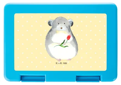 Produktbild von Mr. & Mrs. Panda Bento Box Chinchilla Blume - Gelb Pastell - Geschenk, Lunchbox, Kummer, Bentobox, Snackbox, Chaos, Liebeskummer, Vorratsdose, Tiere, Büro, Chinchillas