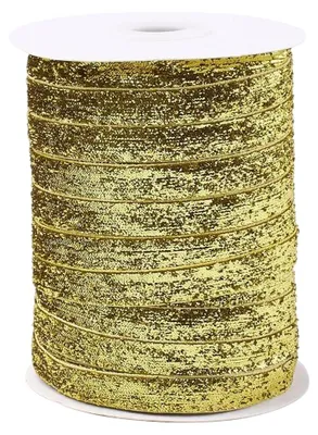Productafbeelding van Samtband met gouden glitter 45,72 m - decoratief voor feestelijke gelegenheden