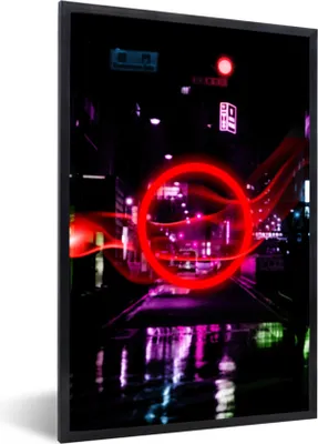 Produktbild von MuchoWow® Gerahmtes Poster Spiele - Neon - Rot - Spiel - Spiele 20x30 cm - Poster mit Schwarzem Bilderrahmen Wandposter Rahmen Foto Bilder - Drucken - Bilder Poster im Rahmen