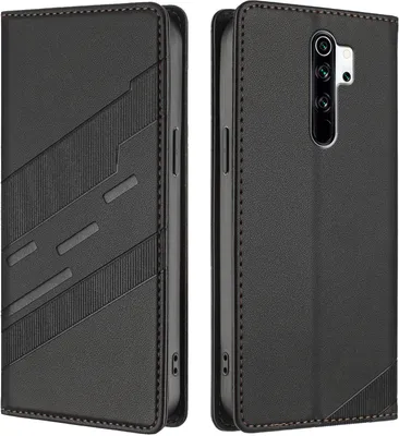 Produktbild von Hülle für Xiaomi Redmi Note 8 Pro, Kunstleder Brieftaschen Handyhülle mit Kartenfach und Standfunktion Schwarz