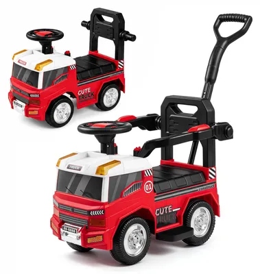 Produktbild von COSTWAY 3 in 1 Rutschauto mit Schiebestange für Kinder 3-5 Jahren, Rutschfahrzeug mit Lenkrad, abnehmbaren Fußablage, Kippschutz & Stauraum, bis 20 kg