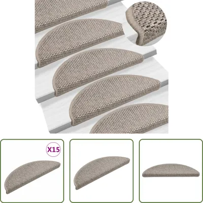 Produktbild von The Living Store Treppenmatten Selbstklebend Sisal-Look 15 Stk. 56x17x3 Silbern