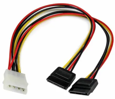 Obrázok produktu pre StarTech.com PYO2LP4SATA, Molex (4-pin), 2 x SATA 15-pin, 0,304 m, Samec, Priamy, Priamy