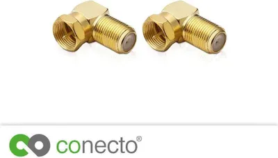 Image de Connecteur F connecto, adaptateur coudé à 90°, fiche F vers prise F, adaptateur pour coudure des raccords de câbles d'antenne, plaqué or, lot de 2
