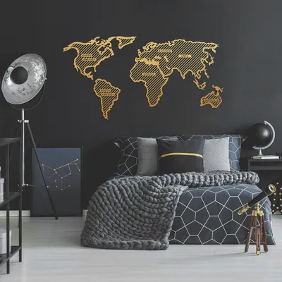 Produktbild von Wallity, World- OCN1064, Gold, Sonstige Wohndekorationen, 120 x 65 cm, 100% Metall (Dicke: 1