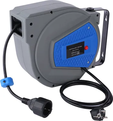 Produktbild von Kabeltrommel 15+1m, 180° Drehbar Wandhalterung Elektrokabel, mit Aufrollstop