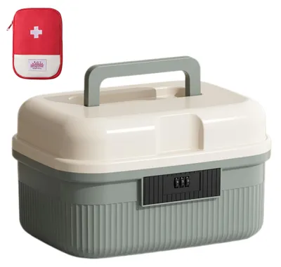 Productafbeelding van Grote, afsluitbare medicijnbox met handvat en cijferslot