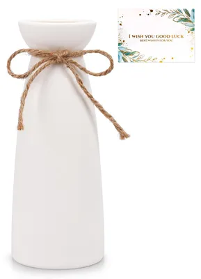 Keramikvase weiß matt 23 cm für Pampasgras und Trockenblumen