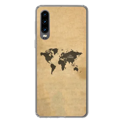 Produktbild von MuchoWow® Handyhülle Schutzhülle Hülle für Huawei P30 Weltkarte - Vintage - Erforschen Silikon Softcase Handy Hülle - Kartenbesitzer