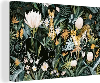 Produktbild von OneMillionCanvasses® - Leinwandbilder - 150x100 cm, Dschungel - Tiere - Pflanzen, Wandbilder Kunstdruck Wanddekoration