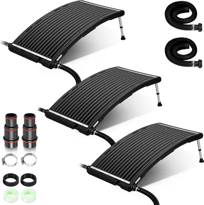 Produktbild von Faziango 3 Stück Pool Solarheizung Solarheizpanel mit Anschlüssen Schwimmbad Poolheizung PoolSolarabsorber schwarz -110 x 69 x 14 cm