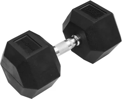 Produktbild von Sporttrend 24® Hexagon Hantel 1-50KG, Einzeln, verchromter Griff | sechseckige Kurzhantel, rutschfeste Kompakthantel, gummierte Hex Hanteln (1x47,5KG)