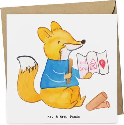 Produktbild von Mr. & Mrs. Panda Grußkarte Bauzeichner Herz - Weiß - Geschenk, anlasskarte, Klappkarte, Glückwunschkarte, faltkarte, doppelkarte