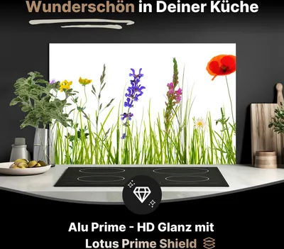 Produktbild von Spritzschutz Küchenrückwand aus Aluminiumverbund Glanz - 3mm - 125x50 cm  - Blumenwiese