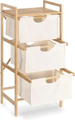 Produktbild von Famanu Wäschekorb mit Deckel - 48 Liter - Schwarz - Bambus - Schmal