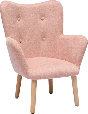 Produktbild von Miliboo - Skandinavischer Kinderstuhl aus rosa Stoff mit Texturoberfläche und hellem Holz BABY BRISTOL