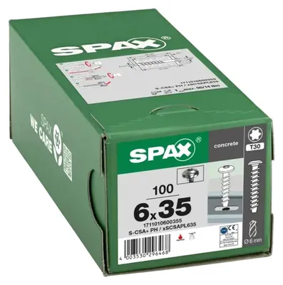 Productafbeelding van SPAX® 1711010600355 SPAX® Betonbouten S-CSA+, rondkop (panhead), 1711010600355, 6 mm x 35 mm, 100 stuks.