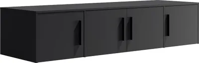 Produktbild von Schlafzimmer Aufsatzschrank für Kleiderschrank mit 198 cm Breite, schwarz matt mit schwarzen Griffen, 4-türig - MOLLERUSA-132