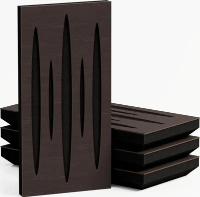 Zdjęcie produktu dla 4-pak - Wąski panel akustyczny pochłaniający dźwięk | 50 x 25 cm | Model-grubość-kolor: (PULSAR - 33 mm | Wenge]