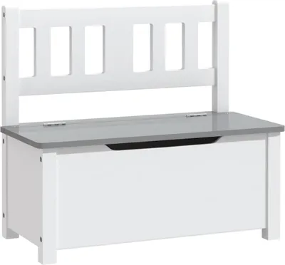 Produktbild von vidaXL Kinderbank mit Stauraum Weiß und Grau 60x30x55 cm MDF