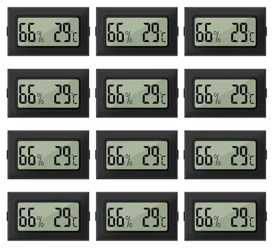 Produktbild von Hygrometer 12 Stück, 2-in-1 Mini-Hygrometer und Thermometer, LCD digitale Luftfeuchtigkeitsmesser, für