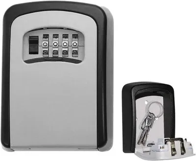 Produktbild von Famanu Schlüsselbox mit 4-stelligem Zahlencode, wasserdicht, Wandmontage, für Haus und Garage (grau)