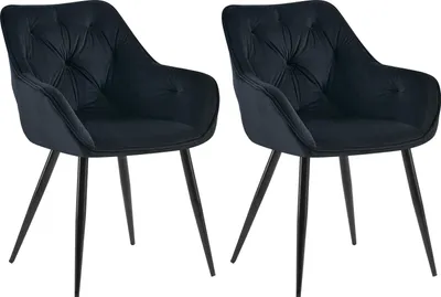 Produktbild von CLP 2er Set Esszimmerstühle Cassis Samtbezug mit gesteppten Rückenlehnen blau Material Samt