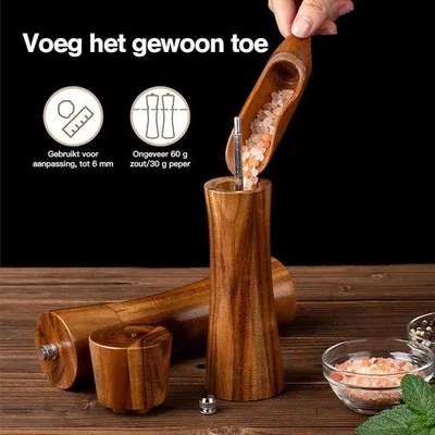 Produktbild von Famanu Pfeffermühle Set - Holz und Keramik