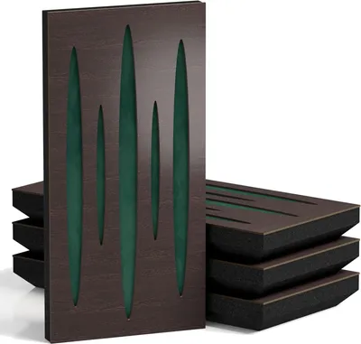 Productafbeelding van Set van 10 smalle akoestische panelen PULSAR-F, 50x25x5 cm, wenge/groen