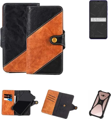 Produktbild von K-S-Trade Handyhülle Schutzhülle Bookstyle Case Wallet-Case kompatibel mit Ulefone Note 6 Handy Cover Bumper Klapphülle schwarz hellbraun 1x