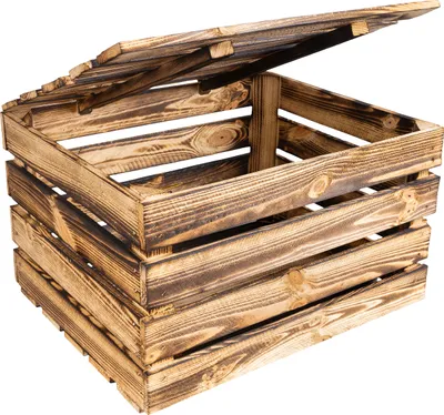 Image de Creative Deco Grande Boite Rangement en Bois Flammé 50 x 40 x 30 cm