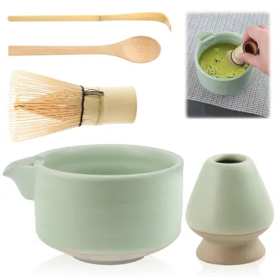 Imagen del producto de Conjunto completo de matcha, que incluye una taza de cerámica y un batidor