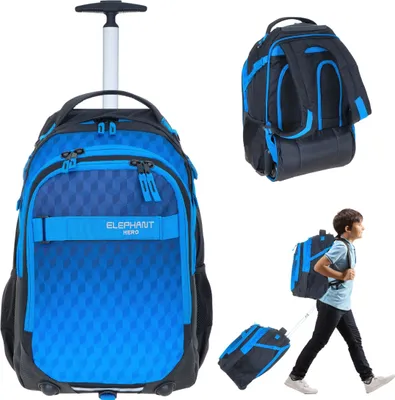 Produktbild von Schultrolley Elephant Hero Signature Trolley Ranzen Schulranzen Trolly Jungen Mädchen Kinder Premium Farbverlauf 12869 Dark Blue Cube (Blau Schwarz)