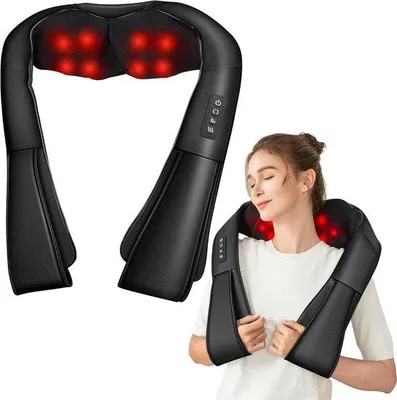 Produktbild von Nackenmassagegerät – Schultermassage – Linderung von Muskelverspannungen – Mit Wärmetherapie – 38x15x10 cm – Schwarz