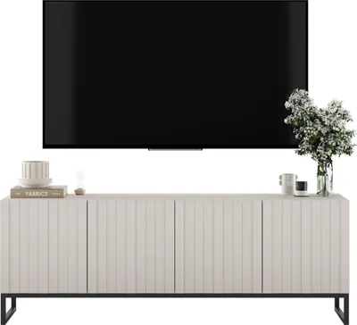 Produktbild von TV-Lowboard Elpis von Lindner Möbel – viertürig – 150 x 51,5 x 36,5 cm - Farbe: Kaschmir matt – Italienische Tiefmattfolie